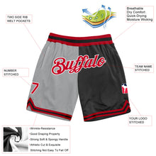 Load image into Gallery viewer, Custom Gray Red-Black Authentic Throwback Split Fashion Basketball Shorts
