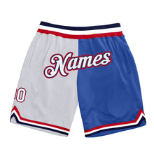 Charger l&#39;image dans la galerie, Custom Blue White-Red Authentic Throwback Split Fashion Basketball Shorts
