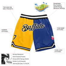 Загрузить изображение в средство просмотра галереи, Custom Gold Royal-Black Authentic Throwback Split Fashion Basketball Shorts
