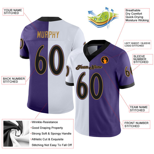 Custom Football Jersey Embroidered Your Names and Numbers – Purple/Black