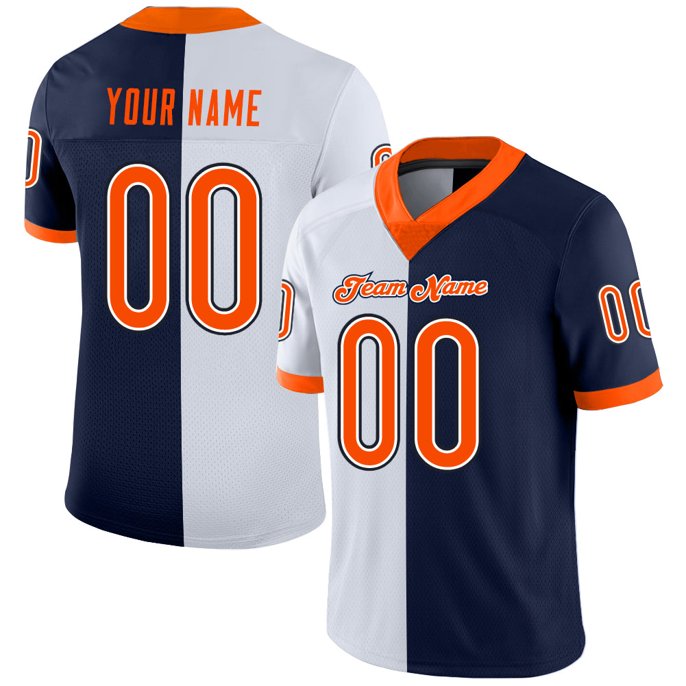 Cheap Custom Navy Orange-White Mesh Split Fashion Football Jersey Free  Shipping – CustomJerseysPro