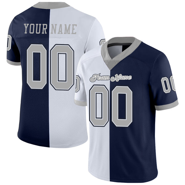 Cheap Custom Navy Gray-White Mesh Split Fashion Football Jersey Free  Shipping – CustomJerseysPro