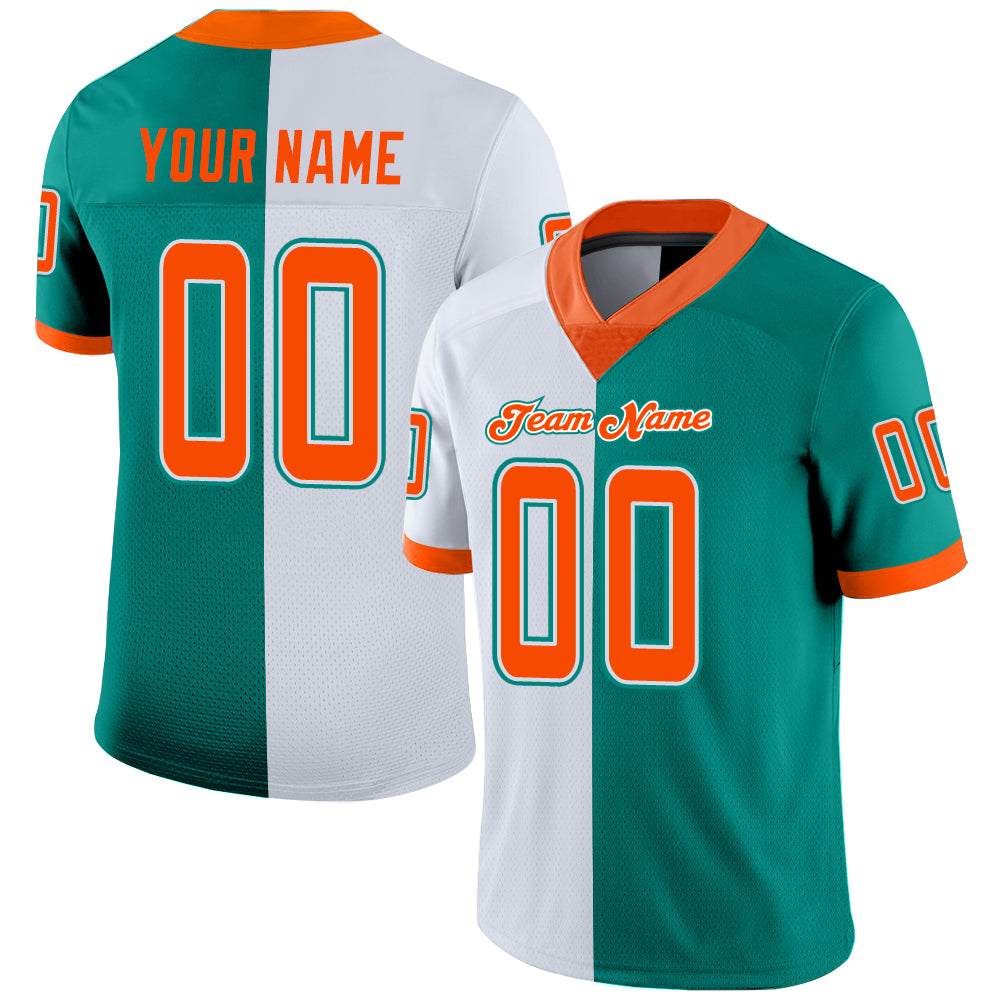 Cheap Custom Aqua Orange-White Mesh Split Fashion Football Jersey Free  Shipping – CustomJerseysPro