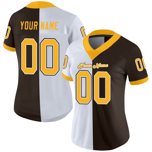 Custom White Black-Gold Mesh Authentic Football Jersey Football Authentic  Mesh – CustomJerseysPro