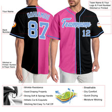 Laden Sie das Bild in den Galerie-Viewer, Custom Black Light Blue-Pink Authentic Split Fashion Baseball Jersey
