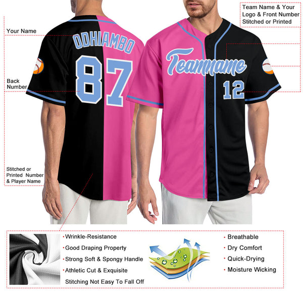 Cheap Custom White Black-Pink Authentic Split Fashion Baseball