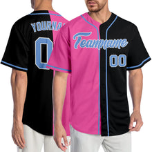 Laden Sie das Bild in den Galerie-Viewer, Custom Black Light Blue-Pink Authentic Split Fashion Baseball Jersey
