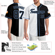 Load image into Gallery viewer, Custom White Black-Light Blue Authentic Split Fashion Baseball Jersey
