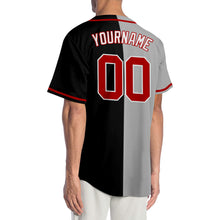 Load image into Gallery viewer, Custom Black Red-Gray Authentic Split Fashion Baseball Jersey
