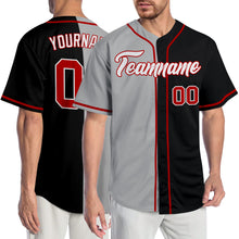 Load image into Gallery viewer, Custom Black Red-Gray Authentic Split Fashion Baseball Jersey
