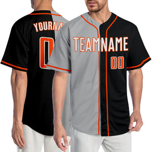 Custom Black White-Gray Authentic Split Fashion Baseball Jersey