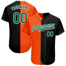 Load image into Gallery viewer, Custom Black Kelly Green-Orange Authentic Split Fashion Baseball Jersey
