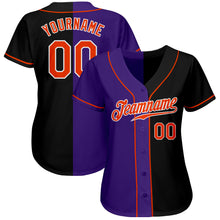 Charger l&#39;image dans la galerie, Custom Black Orange-Purple Authentic Split Fashion Baseball Jersey
