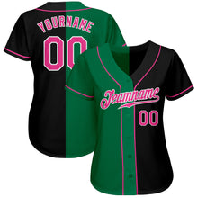 Загрузить изображение в средство просмотра галереи, Custom Black Pink-Kelly Green Authentic Split Fashion Baseball Jersey
