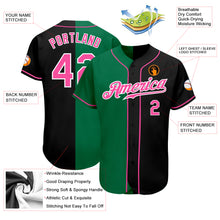 Загрузить изображение в средство просмотра галереи, Custom Black Pink-Kelly Green Authentic Split Fashion Baseball Jersey
