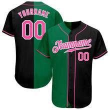 Загрузить изображение в средство просмотра галереи, Custom Black Pink-Kelly Green Authentic Split Fashion Baseball Jersey
