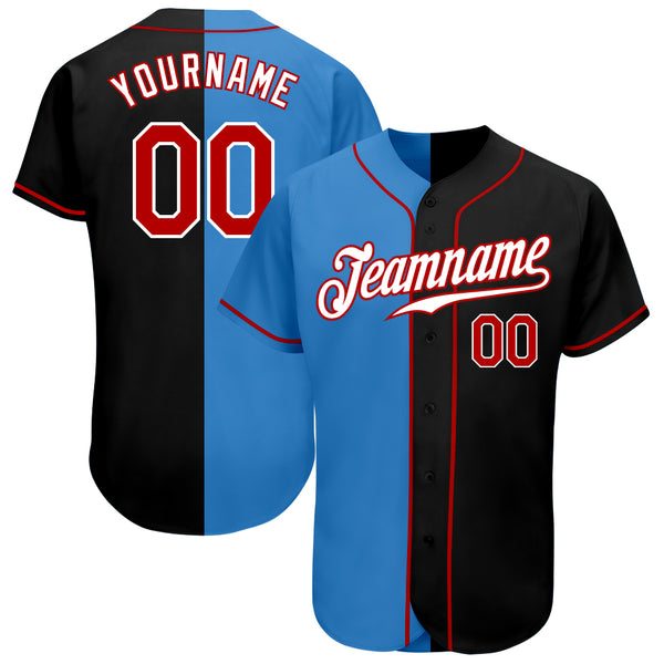 Cheap Custom Black Red-Powder Blue Authentic Split Fashion Baseball Jersey  Free Shipping – CustomJerseysPro