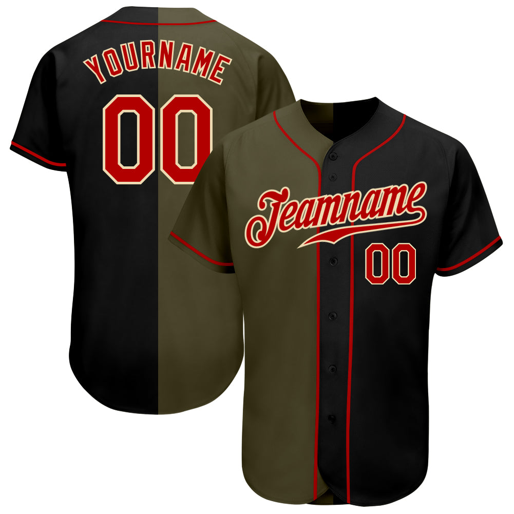 Black Red splited CUSTOM Baseball Jersey 