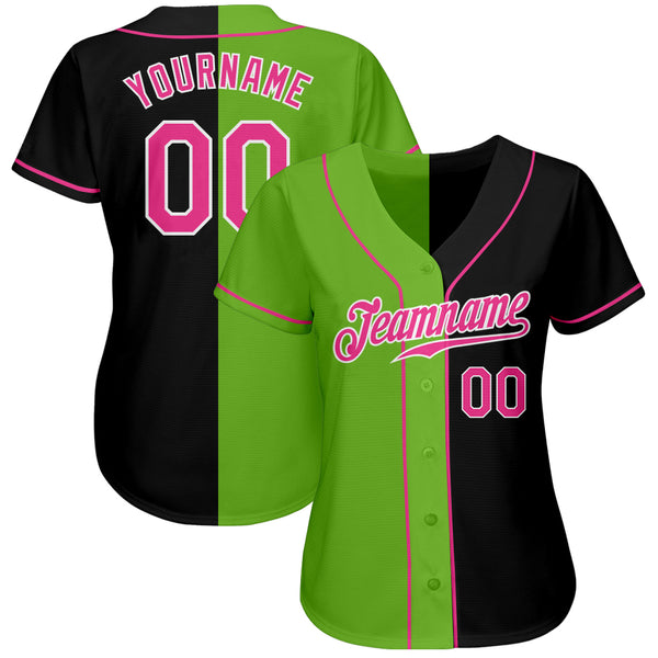 Cheap Custom Neon Green Black Pinstripe Pink-Black Authentic Baseball Jersey  Free Shipping – CustomJerseysPro