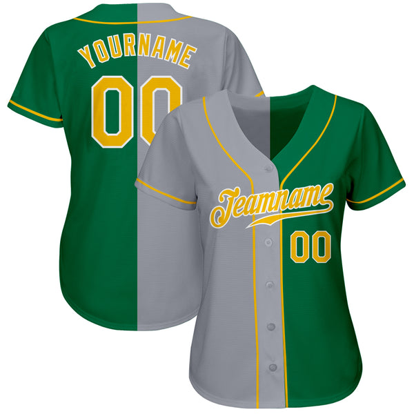 Sale Build Gold Baseball Authentic Black Split Fashion Jersey Kelly Green –  CustomJerseysPro