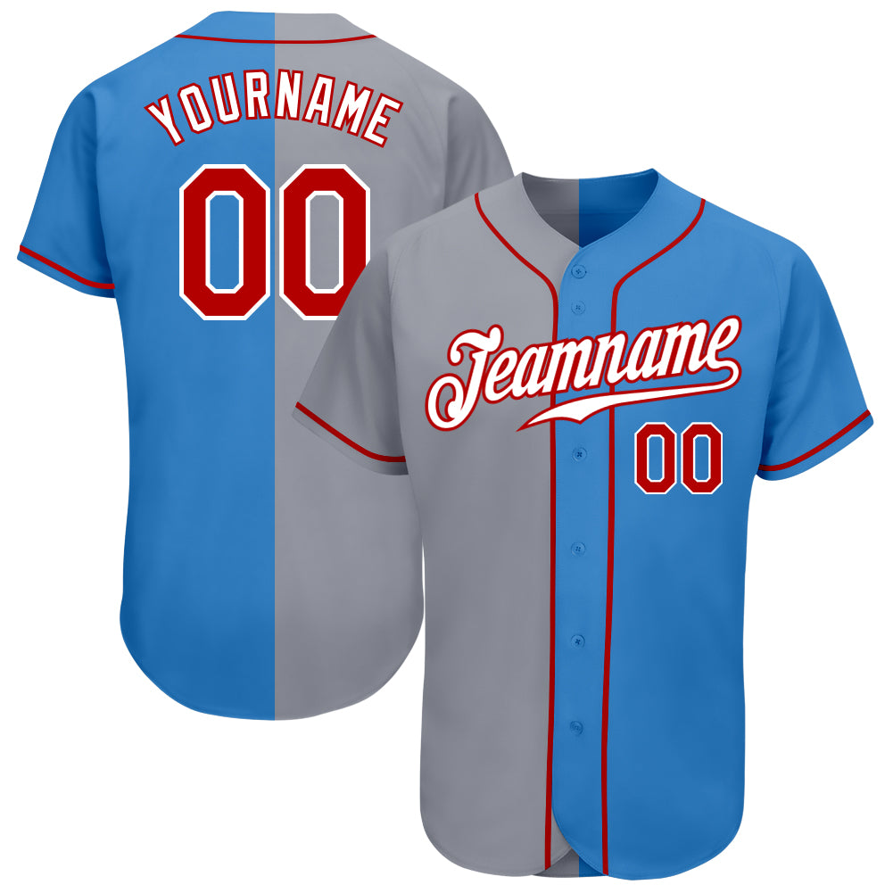 Cheap Custom Black Red-Powder Blue Authentic Split Fashion Baseball Jersey  Free Shipping – CustomJerseysPro