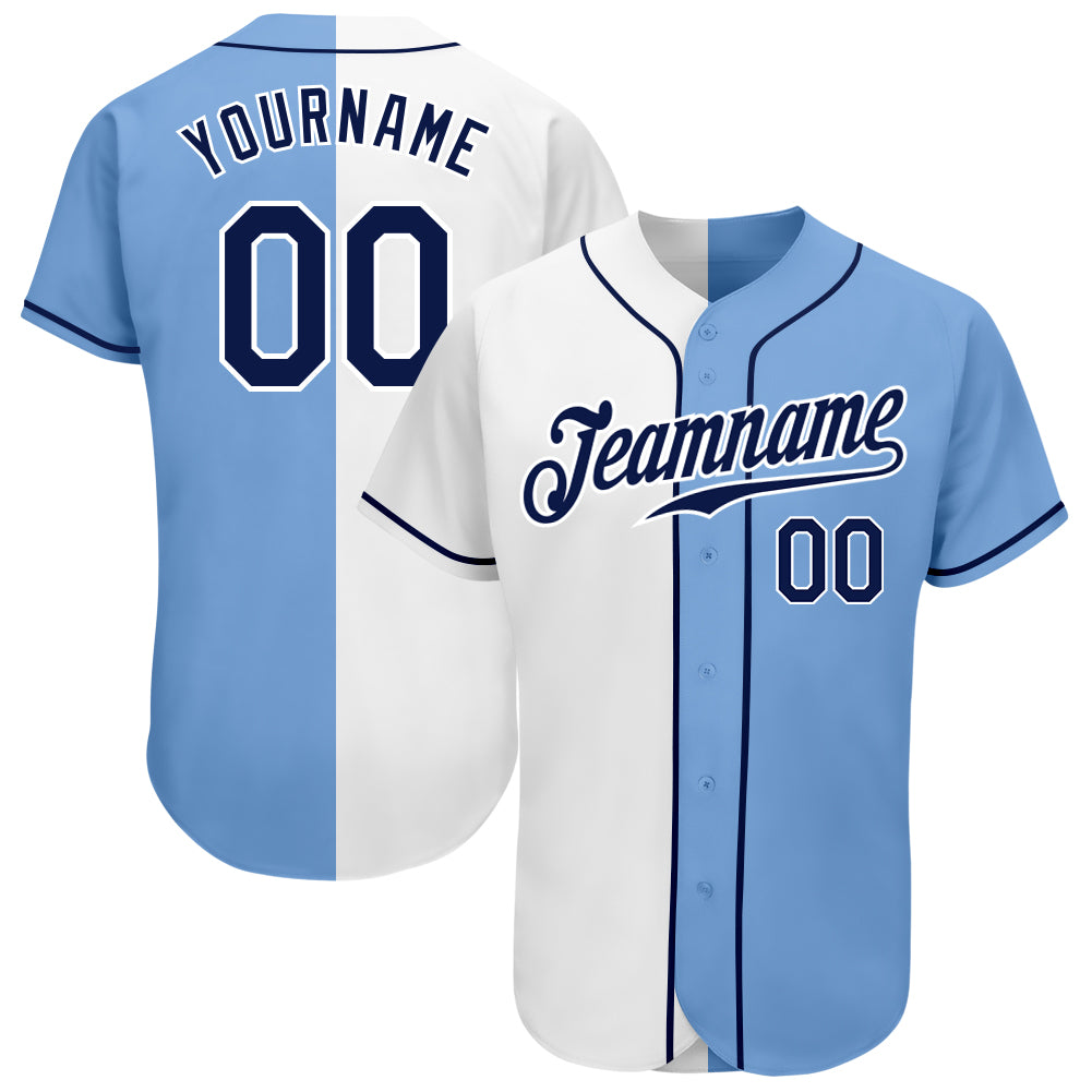 Cheap Custom Light Blue Navy-White Authentic Fade Fashion Baseball Jersey  Free Shipping – CustomJerseysPro