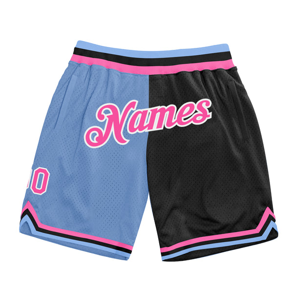 Custom Light Pink White-Black Authentic Throwback Basketball Jersey