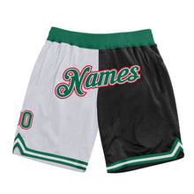 Загрузить изображение в средство просмотра галереи, Custom White Kelly Green-Black Authentic Throwback Split Fashion Basketball Shorts
