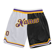 Charger l&#39;image dans la galerie, Custom White Purple-Black Authentic Throwback Split Fashion Basketball Shorts
