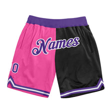 Load image into Gallery viewer, Custom Pink Purple-Black Authentic Throwback Split Fashion Basketball Shorts
