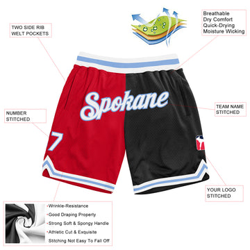 Custom Red White-Black Authentic Throwback Split Fashion Basketball Shorts