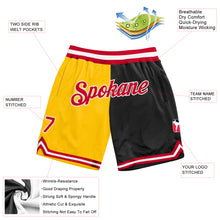 Загрузить изображение в средство просмотра галереи, Custom Gold Red-Black Authentic Throwback Split Fashion Basketball Shorts
