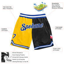 Load image into Gallery viewer, Custom Gold Royal-Black Authentic Throwback Split Fashion Basketball Shorts
