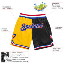 Load image into Gallery viewer, Custom Gold Royal-Black Authentic Throwback Split Fashion Basketball Shorts
