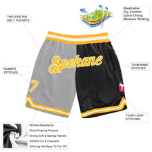 Load image into Gallery viewer, Custom Gray Gold-Black Authentic Throwback Split Fashion Basketball Shorts
