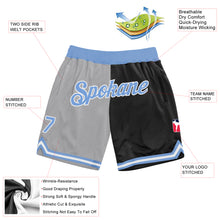 Load image into Gallery viewer, Custom Gray Light Blue-Black Authentic Throwback Split Fashion Basketball Shorts
