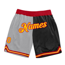 Load image into Gallery viewer, Custom Gray Gold-Black Authentic Throwback Split Fashion Basketball Shorts
