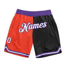 Load image into Gallery viewer, Custom Orange White-Black Authentic Throwback Split Fashion Basketball Shorts
