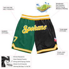 Charger l&#39;image dans la galerie, Custom Kelly Green Gold-Black Authentic Throwback Split Fashion Basketball Shorts
