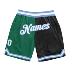 Load image into Gallery viewer, Custom Kelly Green White-Black Authentic Throwback Split Fashion Basketball Shorts
