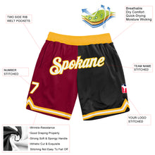 Загрузить изображение в средство просмотра галереи, Custom Maroon White-Black Authentic Throwback Split Fashion Basketball Shorts
