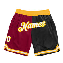 Загрузить изображение в средство просмотра галереи, Custom Maroon White-Black Authentic Throwback Split Fashion Basketball Shorts
