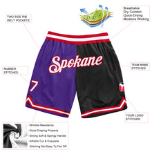 Load image into Gallery viewer, Custom Purple White-Black Authentic Throwback Split Fashion Basketball Shorts
