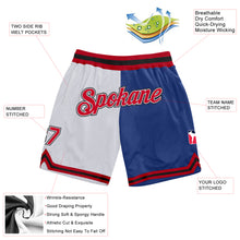 Загрузить изображение в средство просмотра галереи, Custom White Red-Royal Authentic Throwback Split Fashion Basketball Shorts
