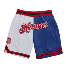 Загрузить изображение в средство просмотра галереи, Custom White Red-Royal Authentic Throwback Split Fashion Basketball Shorts
