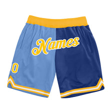 Charger l&#39;image dans la galerie, Custom Light Blue Gold-Royal Authentic Throwback Split Fashion Basketball Shorts
