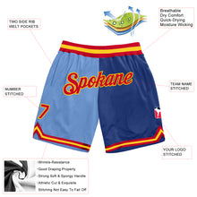 Load image into Gallery viewer, Custom Light Blue Red-Royal Authentic Throwback Split Fashion Basketball Shorts
