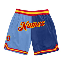 Load image into Gallery viewer, Custom Light Blue Red-Royal Authentic Throwback Split Fashion Basketball Shorts
