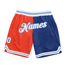 Load image into Gallery viewer, Custom Orange White-Royal Authentic Throwback Split Fashion Basketball Shorts
