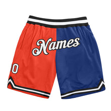 Load image into Gallery viewer, Custom Orange White-Royal Authentic Throwback Split Fashion Basketball Shorts
